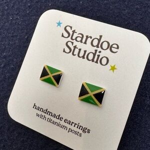 Handmade Jamaican flag earrings